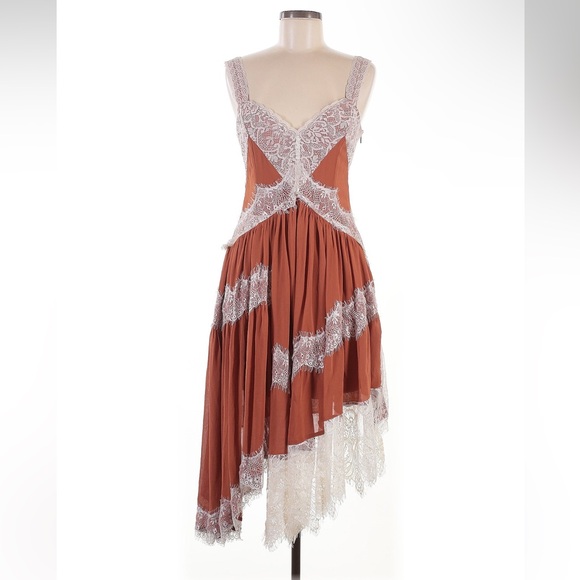 Anthropologie lace trim asymmetrical midi dress - Picture 8 of 8